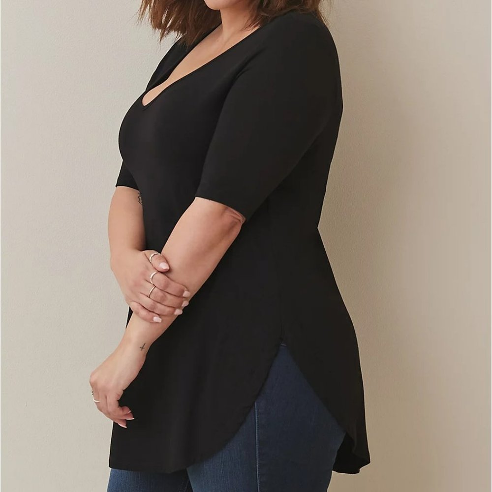 Gray* FAVORITE TUNIC SUPER SOFT V-NECK TUNIC TEE